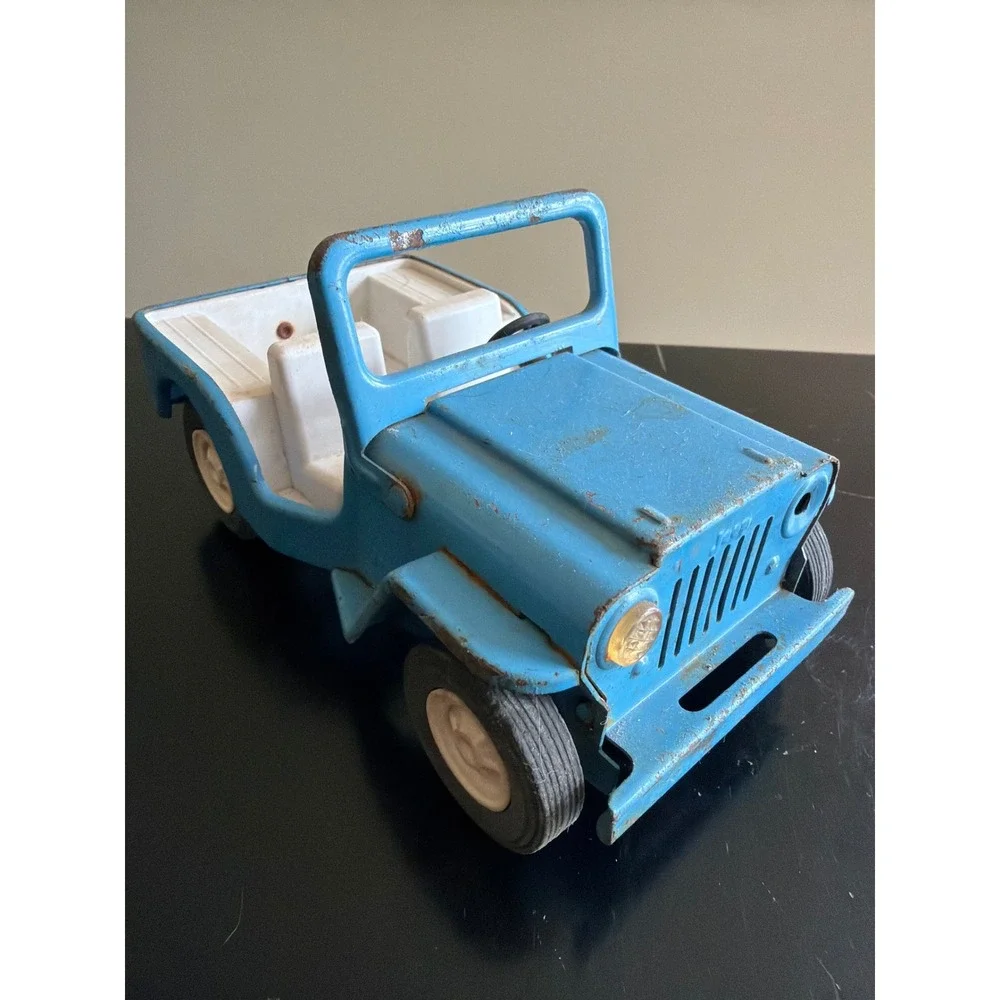 Tonka Jeep Pressed Steel Toy Truck Blue Vintage 1960s Patina